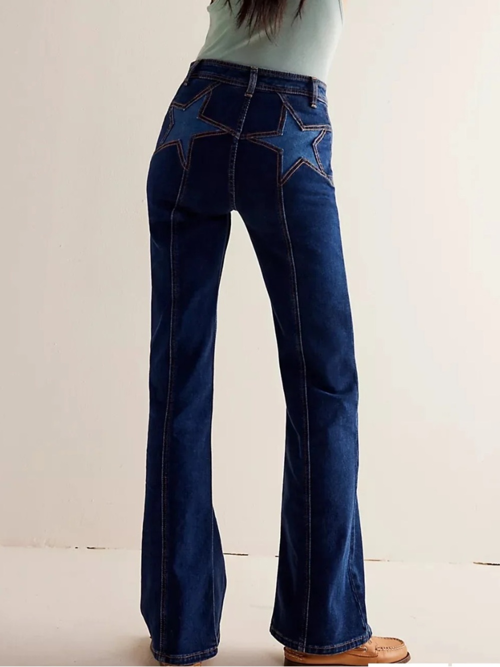 Free People We The Free Firecracker Flare Jeans in Texas Tux Star